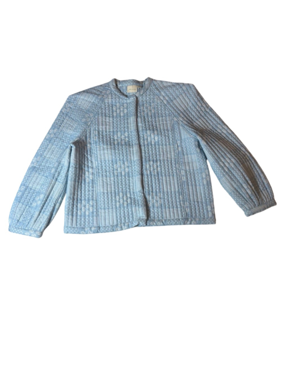 Julia Amory Quilted Jacket Women’s M Blue Patchwork Print Cotton Cottagecore